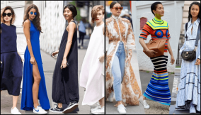 How to wear a long Dress with sneakers without looking awkward